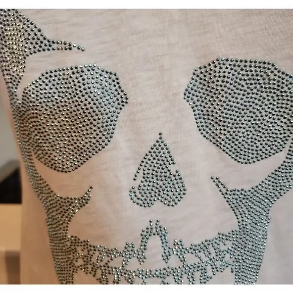 Zadig & Voltaire Embellished Skull Tee Size Medium - Picture 3 of 5